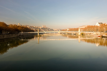 Naklejka premium Bridge over the Rhone, Lyon, France