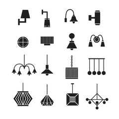 lamp vector,wall lamp,chandelier, decorate lamp icon set