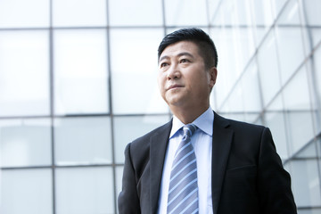 Businessman contemplating