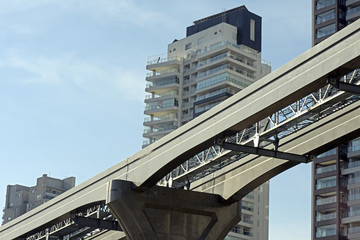 Fototapeta na wymiar Elevated monorail under construction in Sao Paulo