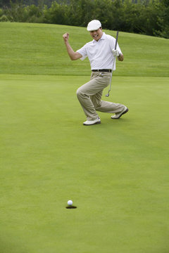 Golfer Celebrating a nice putt
