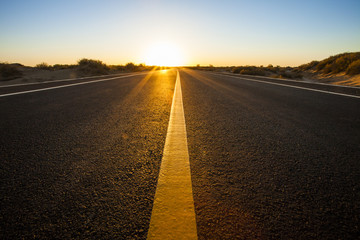 Road going through wilderness area in Inner Mongolia province, China