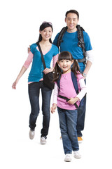 Portrait of happy family travelling 