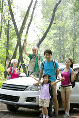 Family on a trip out in the country