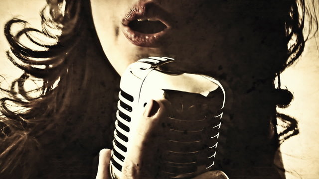 Vintage music woman singer show white