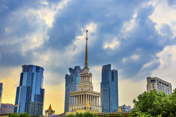 Obraz premium Russian Shanghai Exhibition Center Skyscrapers 