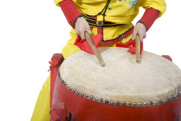 Fototapeta na wymiar Close-up of man beating drum