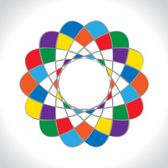 Obraz premium Abstract geometric logo icon. Rainbow style colored symbol on light gray background. Vector