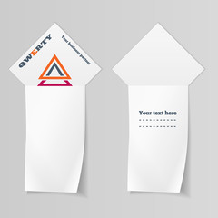 Ribbon, arrow view. Paper vertical banners with triangular logo. Label for your text. Stationery. Vector 