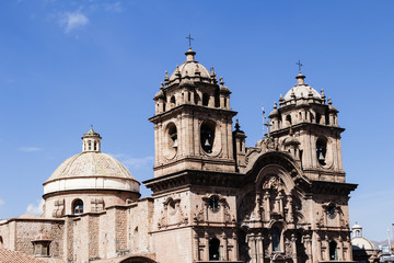 Fototapeta na wymiar Cathedral Cusco Peru Against Blue Sky South America