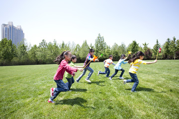 Children Playing in Field