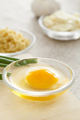 Egg, ginger, shallot and garlic