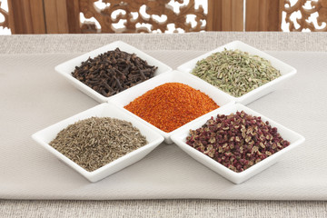 Close-up of different spices
