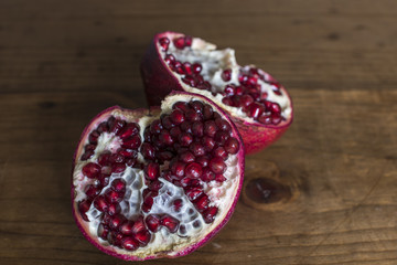 Pomegranate on wooden table