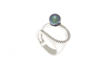 Ring with pearl isolation on white