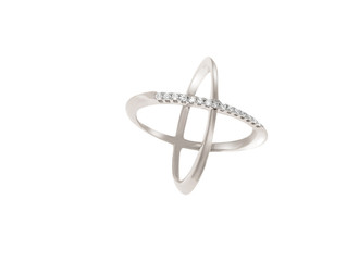 Wedding ring with diamond isolated on white...