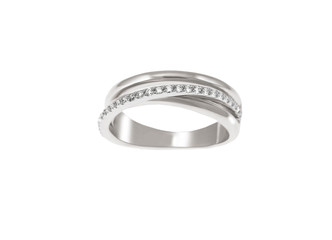 Wedding ring with diamond isolated on white...