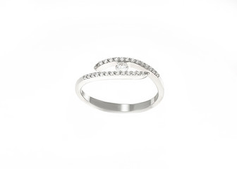 Wedding ring with diamond isolated on white...
