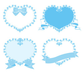 ハートバラフレームセット（単色）　ブルー