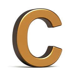 3d glossy gold letter C