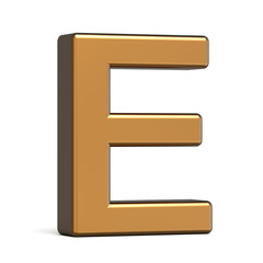 3d glossy gold letter E