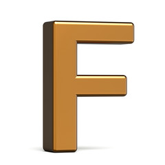 3d glossy gold letter F