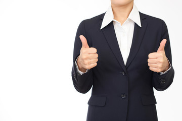 ガッツポーズの女性