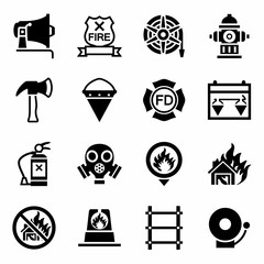 Vector Firefighter icon set - 99594273