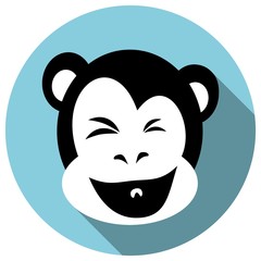 Happy Monkey Face. Flat style with Long Shadow