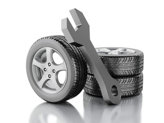 3d wheel car and wrench
