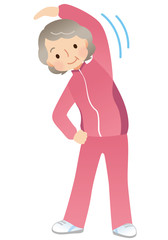 体操する高齢者　女性