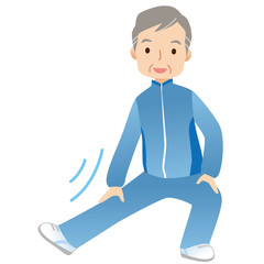 体操する高齢者　男性