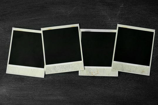 Photo frame of polaroid on black background.