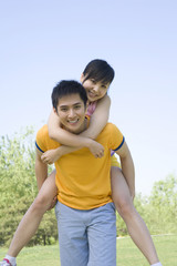 Portrait of a young couple at the park