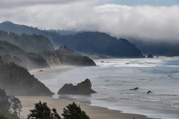 Fog over the Oregon Coast, Oregon, USA