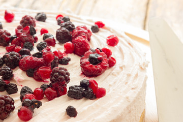 Cream cake with red fruits