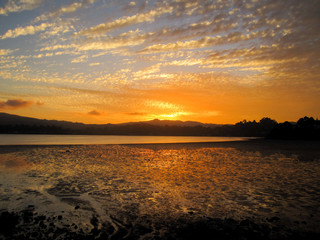 Sunset over the bay of San Francisco, California, USA