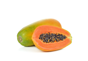 Ripe papaya isolated on white