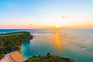 Sunrise, sea, seascape. Okinawa, Japan.
 - obrazy, fototapety, plakaty