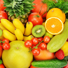 Fototapeta na wymiar background of different fruits and vegetables