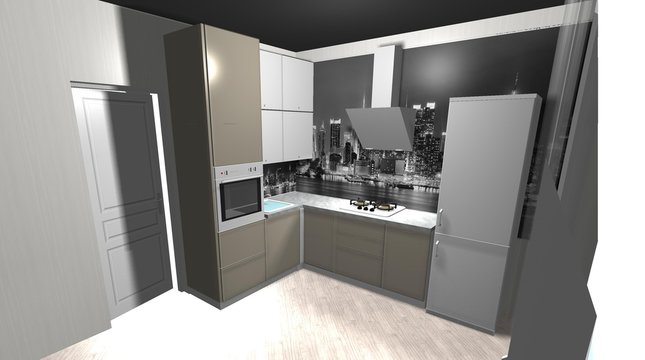 kitchen  interior design 3D rendering
