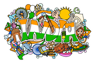Colorful doodle on India concept