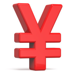 3D red yen symbol
