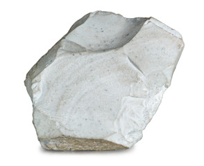 Mineral flint isolated on white. Flint is a hard, sedimentary cryptocrystalline form of the mineral quartz.