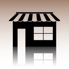 Shop icon over white background