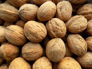 Walnuts in nutshell texture