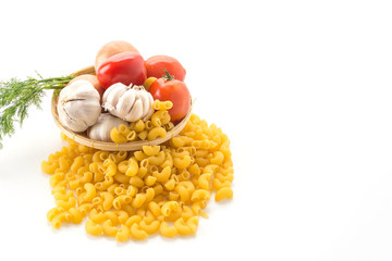 dry pasta spaghetti with ingredient