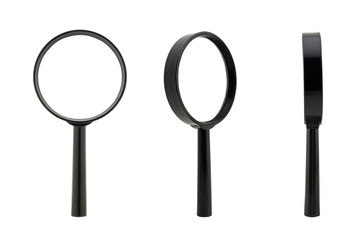 set of magnifying glass on white background