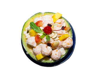 fruit salad in melon 
