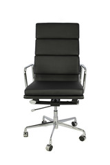 Black Office Chair on White Background, Front View